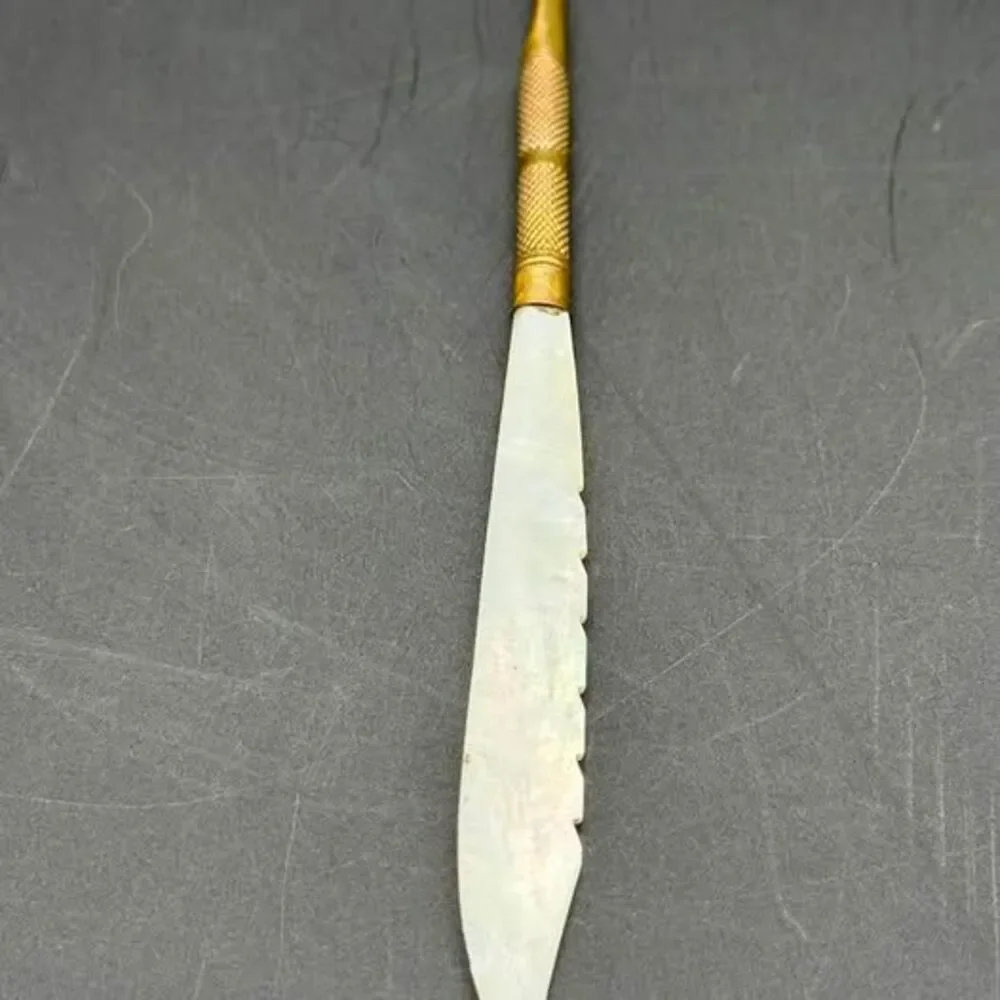 ANTIQUE 19TH CENTURY MOTHER OF PEARL DETAILED FEATHER VICTORIAN ERA QUILL PEN